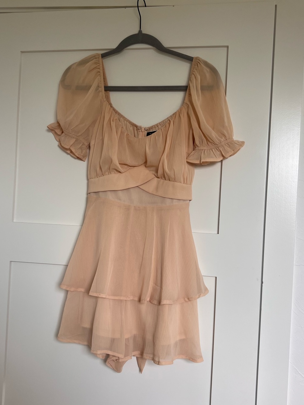 Peach Tiered Ruffle Romper